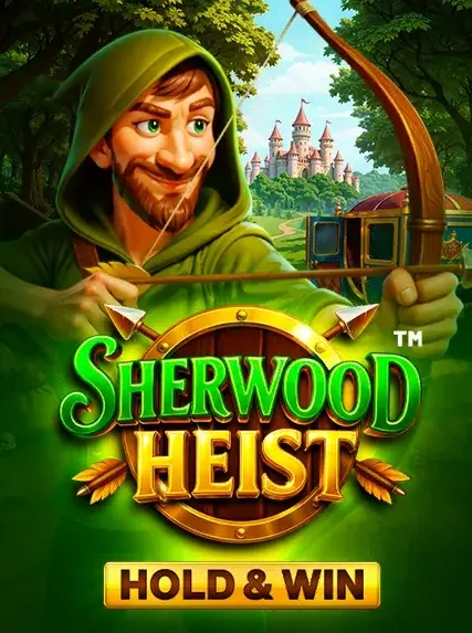 Decorative casino game artwork for CryptoLeo: Sherwood Heist Hold And Win